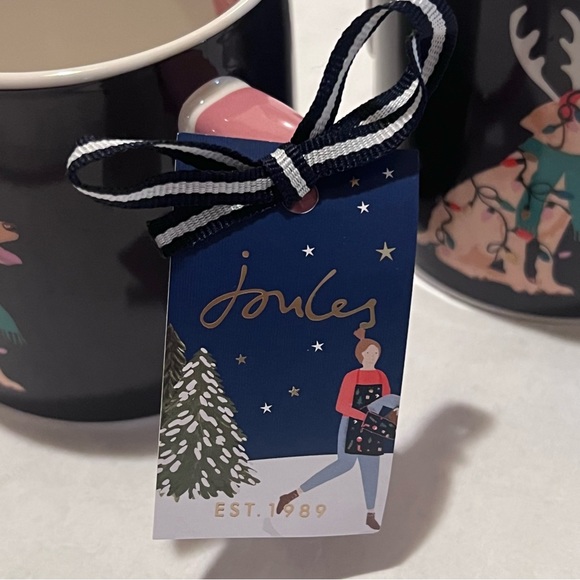 Two (2) JOULES Dog We Woof You a Merry Christmas Ceramic Mugs Blue/White 12oz - Picture 12 of 13